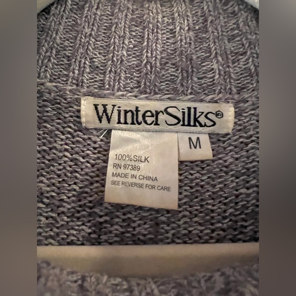 Wintersilks vintage 100% silk gray mock neck sweater size M - Picture 3 of 5